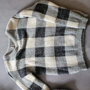 Cyrus Fuzzy Buffalo Checkered Plaid Sweater